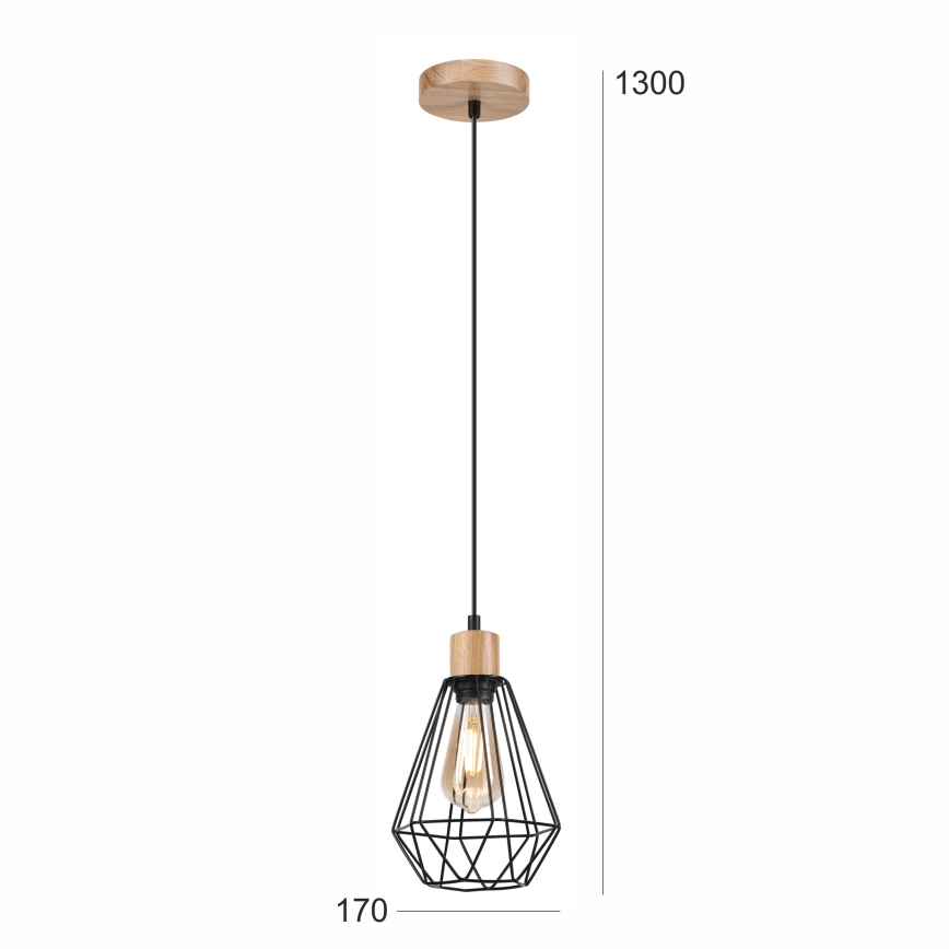 Brilagi - Candeeiro suspenso WOODY BASKET 1xE27/60W/230V carvalho
