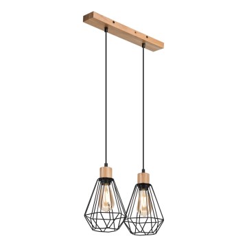 Brilagi - Candeeiro suspenso WOODY BASKET 2xE27/60W/230V carvalho
