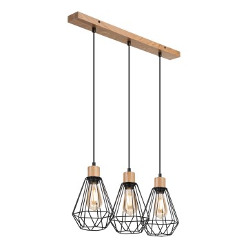 Brilagi - Candeeiro suspenso WOODY BASKET 3xE27/60W/230V carvalho