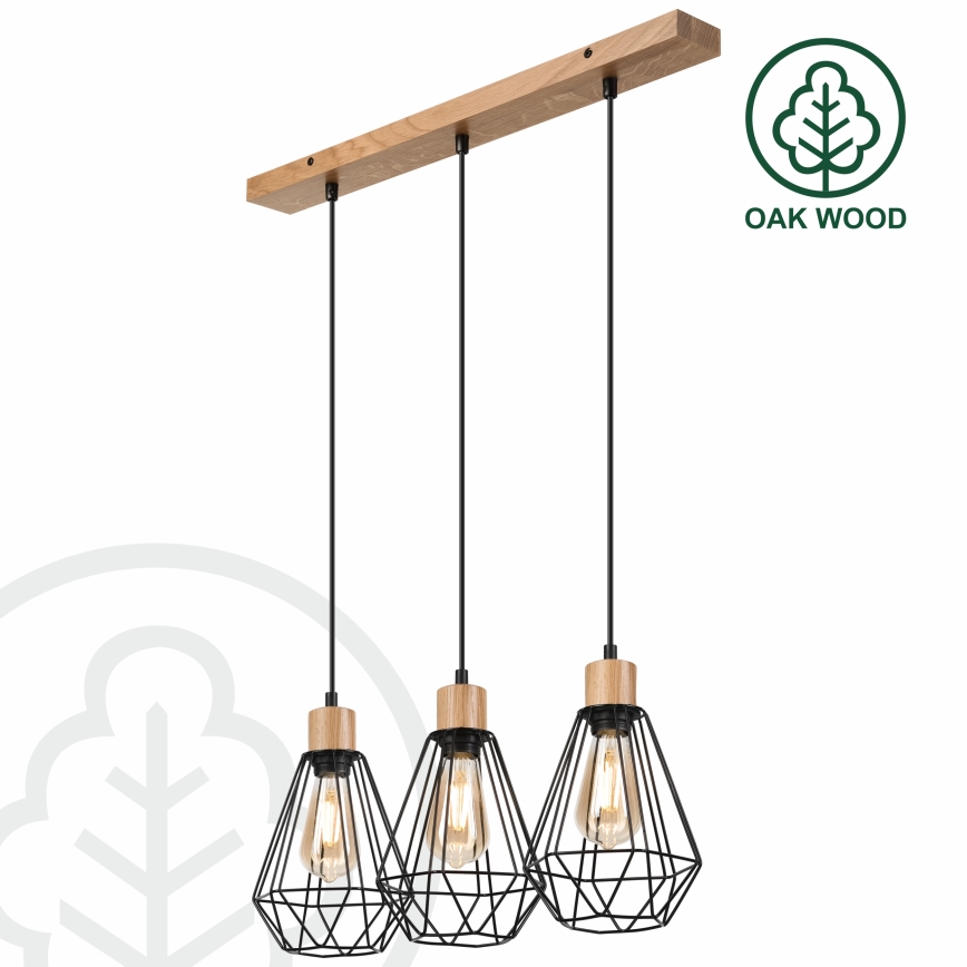 Brilagi - Candeeiro suspenso WOODY BASKET 3xE27/60W/230V carvalho