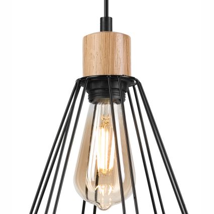 Brilagi - Candeeiro suspenso WOODY BASKET 3xE27/60W/230V carvalho