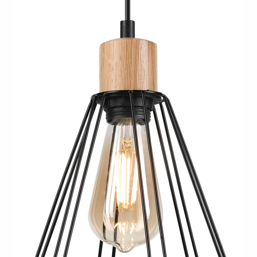 Brilagi - Candeeiro suspenso WOODY BASKET 3xE27/60W/230V carvalho