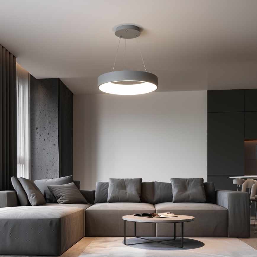 Brilagi - Candelabro suspenso LED com regulação FALCON LED/80W/230V 3000-6500K cinzento + controlo remoto