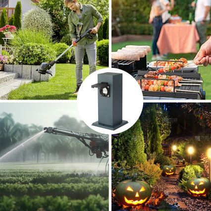 Brilagi - Coluna exterior com tomada PILLAR 1Z SCHUKO 230V IP44 antracite
