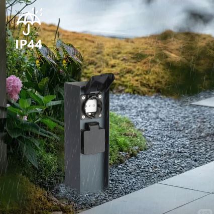 Brilagi - Coluna exterior com tomada PILLAR 2Z SCHUKO 230V IP44 antracite