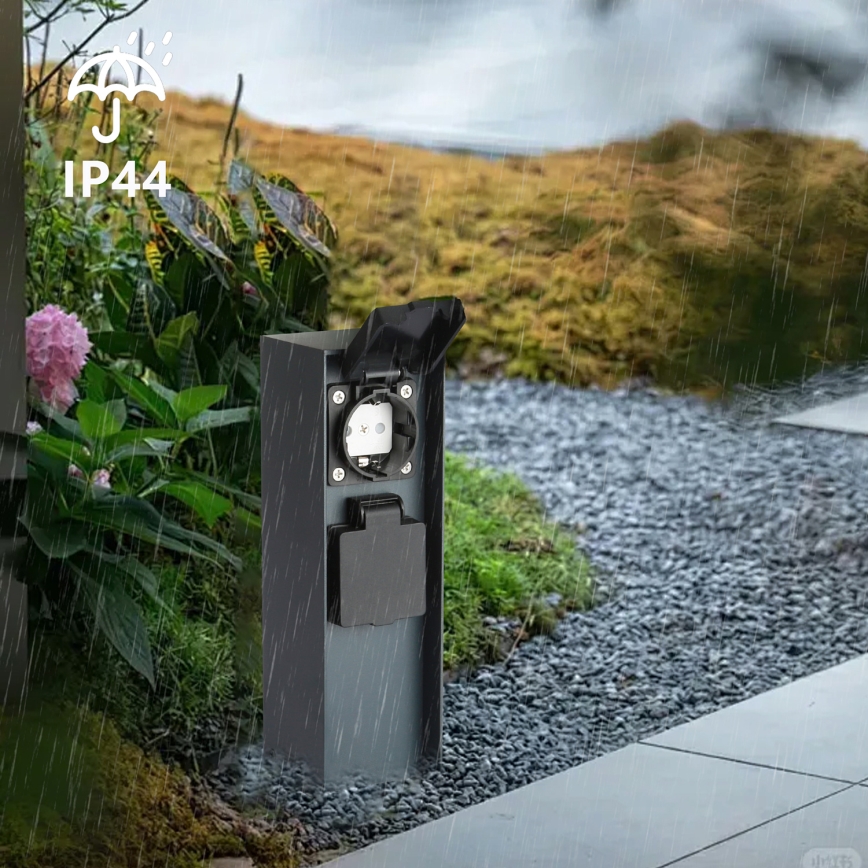 Brilagi - Coluna exterior com tomada PILLAR 2Z SCHUKO 230V IP44 antracite