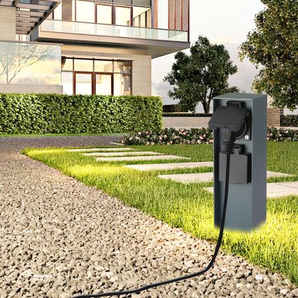 Brilagi - Coluna exterior com tomada PILLAR 2Z SCHUKO 230V IP44 antracite