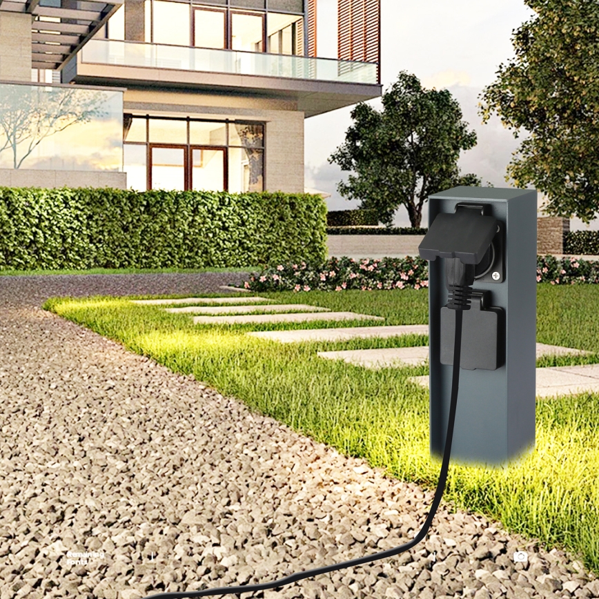 Brilagi - Coluna exterior com tomada PILLAR 2Z SCHUKO 230V IP44 antracite