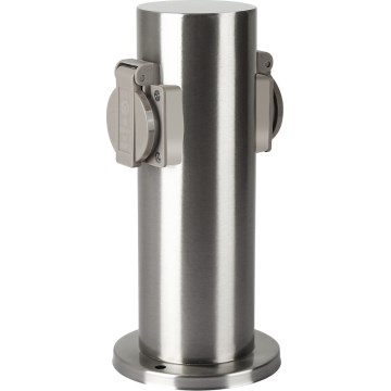 Brilagi - Coluna exterior com tomada PILLAR 2Z SCHUKO 230V IP44 cromado mate