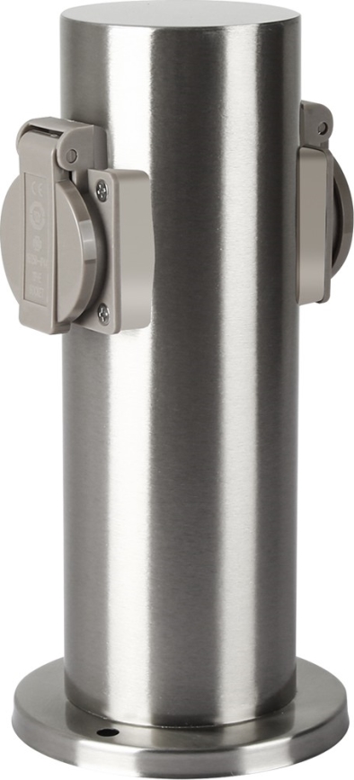 Brilagi - Coluna exterior com tomada PILLAR 2Z SCHUKO 230V IP44 cromado mate