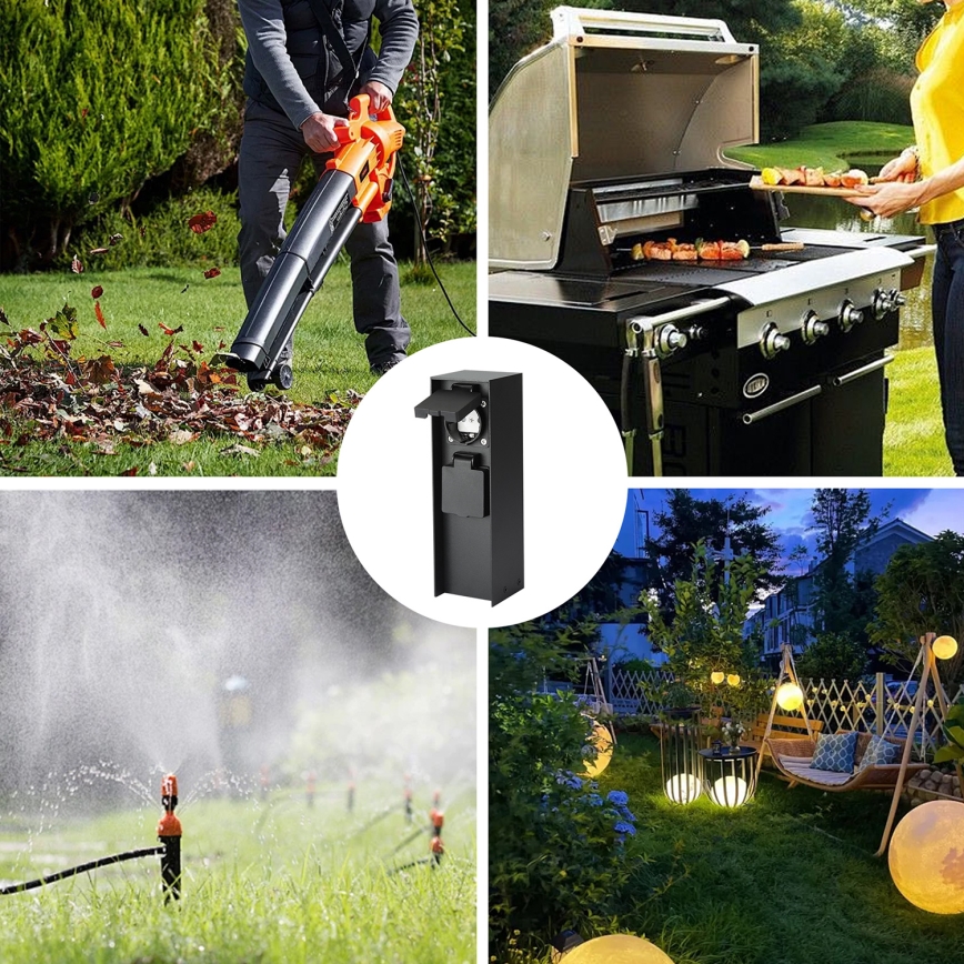 Brilagi - Coluna exterior com tomada PILLAR 2Z SCHUKO 230V IP44 preto