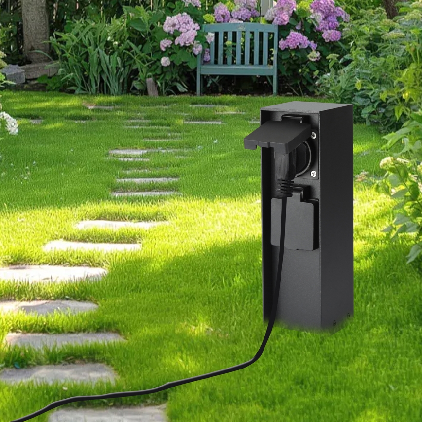 Brilagi - Coluna exterior com tomada PILLAR 2Z SCHUKO 230V IP44 preto