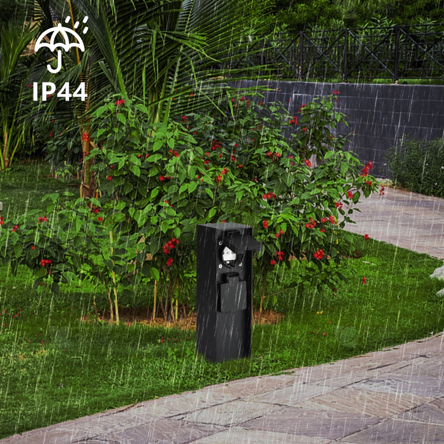 Brilagi - Coluna exterior com tomada PILLAR 2Z SCHUKO 230V IP44 preto