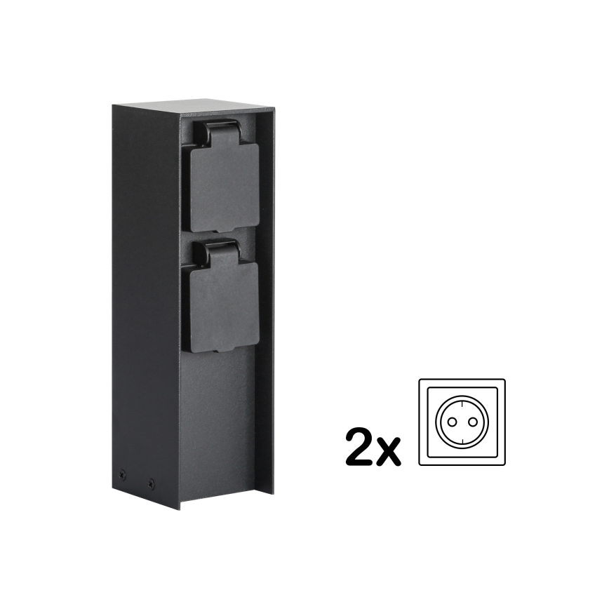 Brilagi - Coluna exterior com tomada PILLAR 2Z SCHUKO 230V IP44 preto