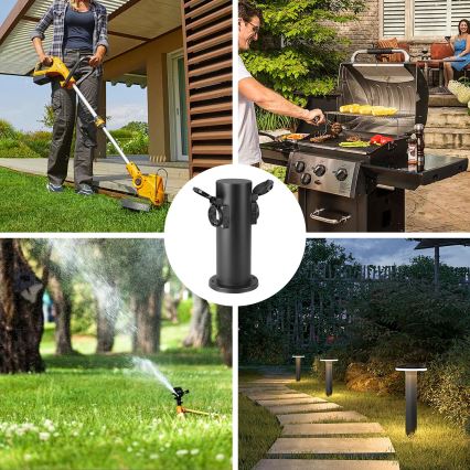 Brilagi - Coluna exterior com tomada PILLAR 2Z SCHUKO 230V IP44 preto