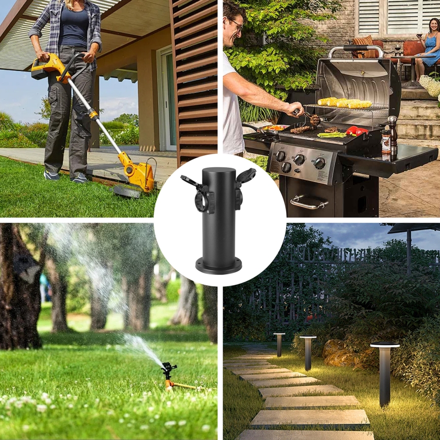 Brilagi - Coluna exterior com tomada PILLAR 2Z SCHUKO 230V IP44 preto