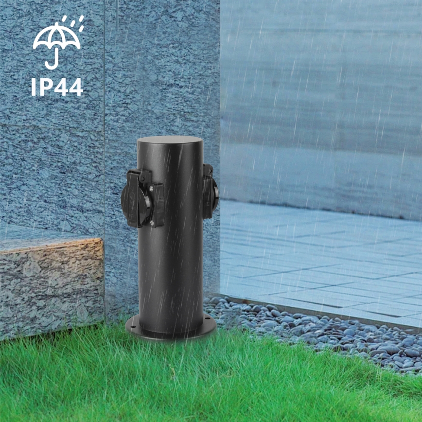 Brilagi - Coluna exterior com tomada PILLAR 2Z SCHUKO 230V IP44 preto