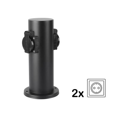 Brilagi - Coluna exterior com tomada PILLAR 2Z SCHUKO 230V IP44 preto