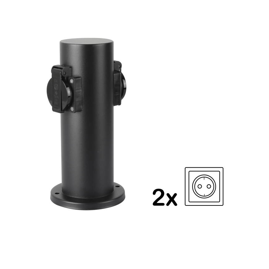 Brilagi - Coluna exterior com tomada PILLAR 2Z SCHUKO 230V IP44 preto