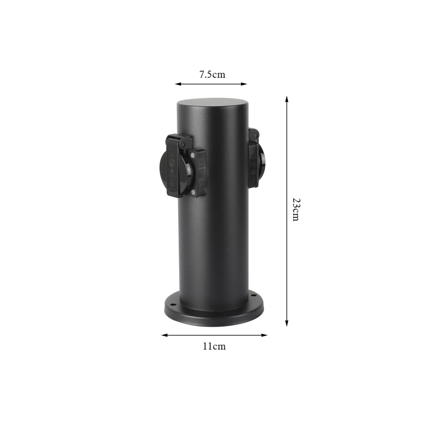 Brilagi - Coluna exterior com tomada PILLAR 2Z SCHUKO 230V IP44 preto