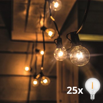 Brilagi - Corrente decorativa exterior LED GARLAND 25xE12 20m preto IP44 branco quente