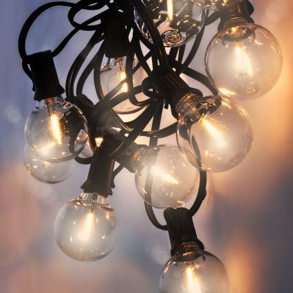 Brilagi - Corrente decorativa exterior LED GARLAND 25xE12 20m preto IP44 branco quente