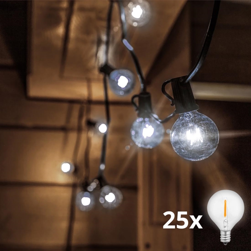 Brilagi - Corrente decorativa exterior LED GRINALDA 25xE12 20m IP44 branco frio