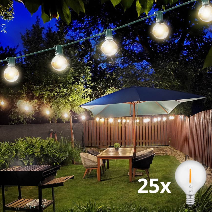 Brilagi - Corrente decorativa exterior LED GRINALDA 25xE12 20m verde IP44 branco quente