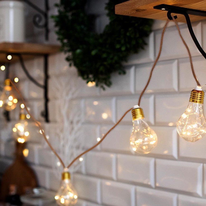 Brilagi - Corrente decorativa LED 10xLED/3xAA 1,8m branco quente