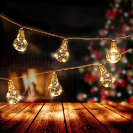 Brilagi - Corrente decorativa LED 10xLED/3xAA 1,8m branco quente
