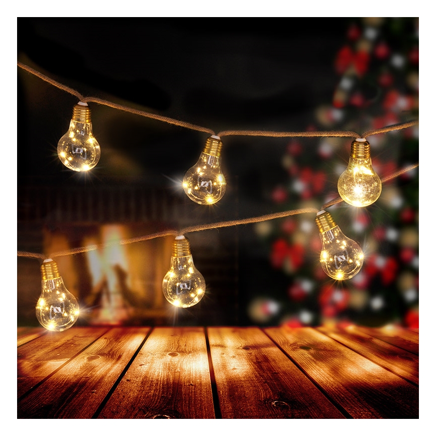 Brilagi - Corrente decorativa LED 10xLED/3xAA 1,8m branco quente