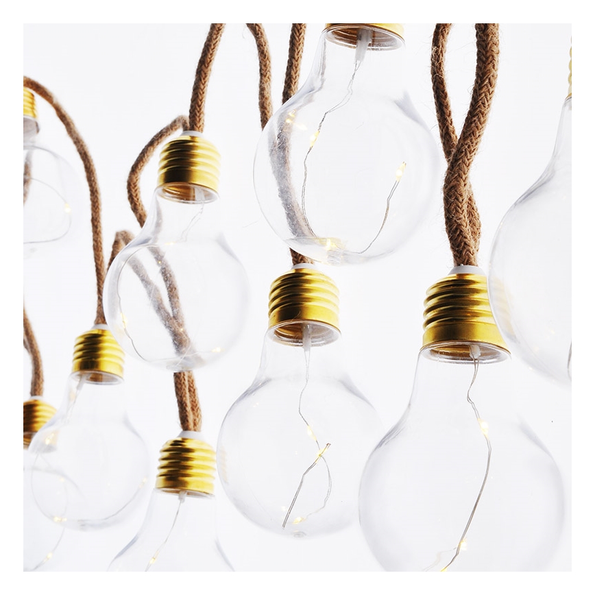 Brilagi - Corrente decorativa LED 10xLED/3xAA 1,8m branco quente