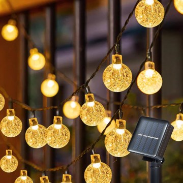 Brilagi - Corrente decorativa solar LED BUBBLE 100xLED/8 funções 10m IP65 branco quente