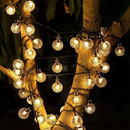 Brilagi - Corrente decorativa solar LED BUBBLE 100xLED/8 funções 10m IP65 branco quente