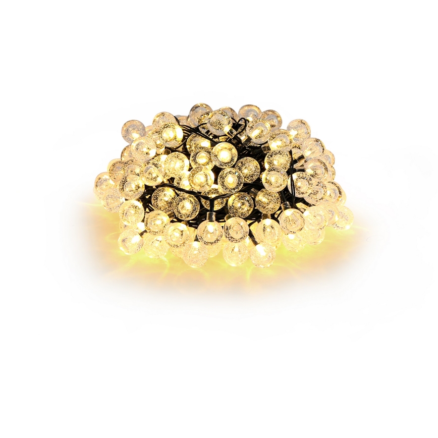 Brilagi - Corrente decorativa solar LED BUBBLE 100xLED/8 funções 10m IP65 branco quente