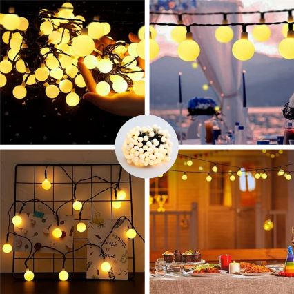 Brilagi - Corrente decorativa solar LED BUBBLE 200xLED/8 funções 20m IP65 branco quente