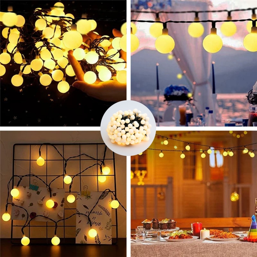 Brilagi - Corrente decorativa solar LED BUBBLE 200xLED/8 funções 20m IP65 branco quente