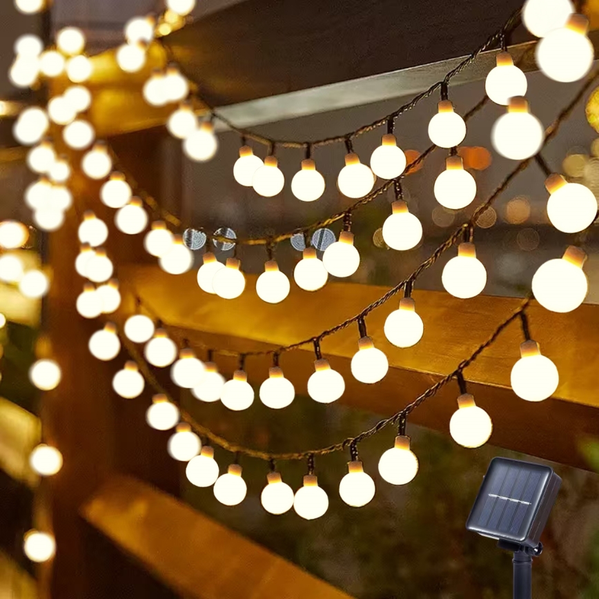 Brilagi - Corrente decorativa solar LED BUBBLE 50xLED/8 funções 7m IP65 branco quente