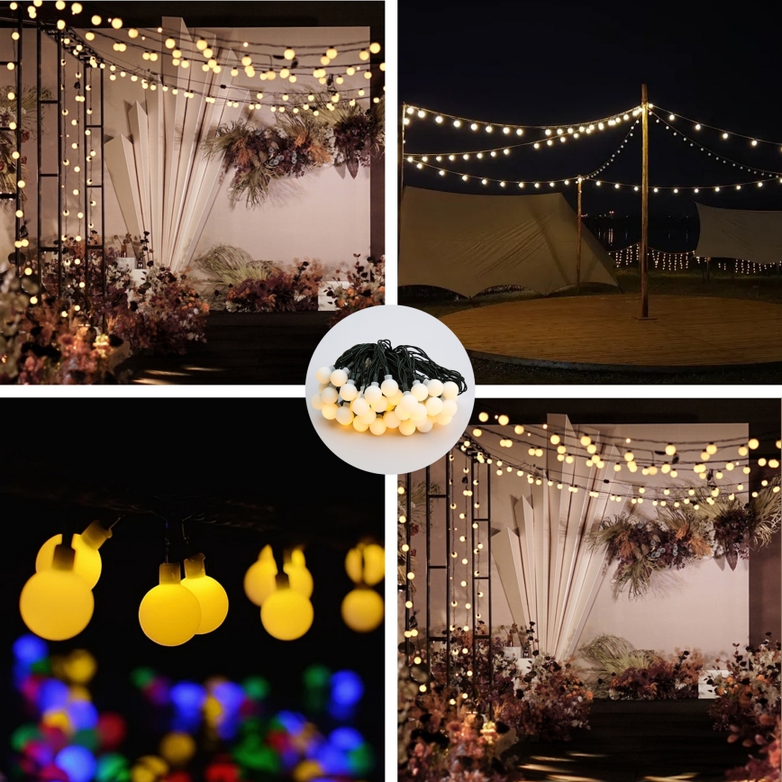 Brilagi - Corrente decorativa solar LED BUBBLE 50xLED/8 funções 7m IP65 branco quente