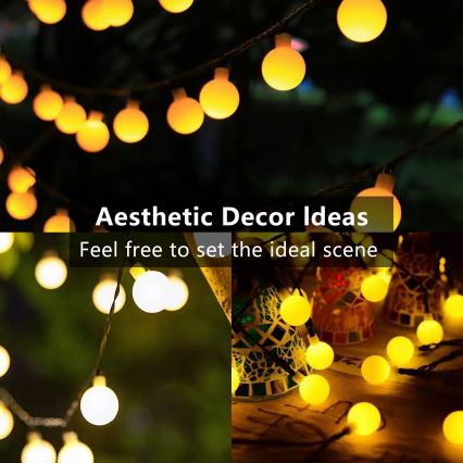 Brilagi - Corrente decorativa solar LED BUBBLE 50xLED/8 funções 7m IP65 branco quente