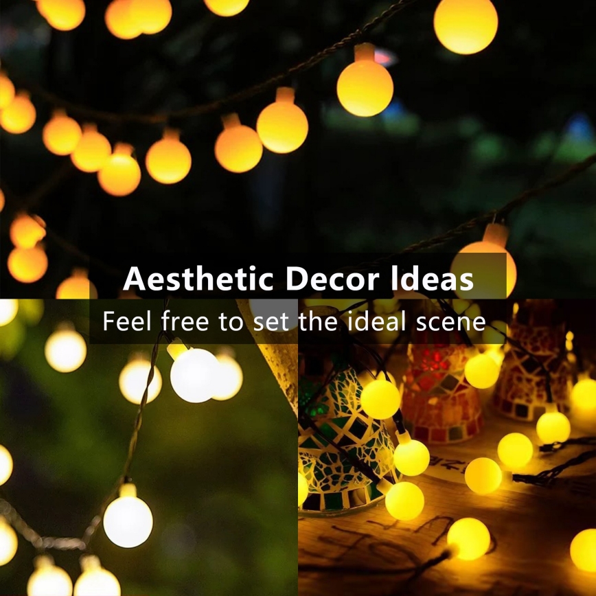 Brilagi - Corrente decorativa solar LED BUBBLE 50xLED/8 funções 7m IP65 branco quente