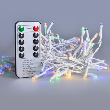 Brilagi - Corrente exterior de Natal LED 120xLED/8 funções/3xAA 9,5m IP44 multicolor + controlo remoto