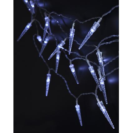 Brilagi - Corrente exterior de Natal LED 50xLED/8 funções/3xAA 8m IP44 branco frio