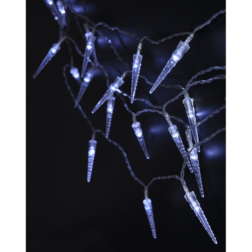 Brilagi - Corrente exterior de Natal LED 50xLED/8 funções/3xAA 8m IP44 branco frio