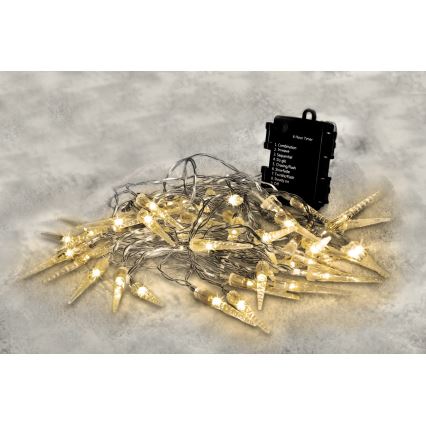 Brilagi - Corrente exterior de Natal LED 50xLED/8 funções/3xAA 8m IP44 branco quente