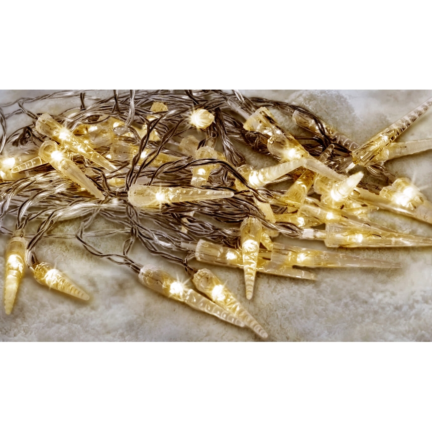 Brilagi - Corrente exterior de Natal LED 50xLED/8 funções/3xAA 8m IP44 branco quente