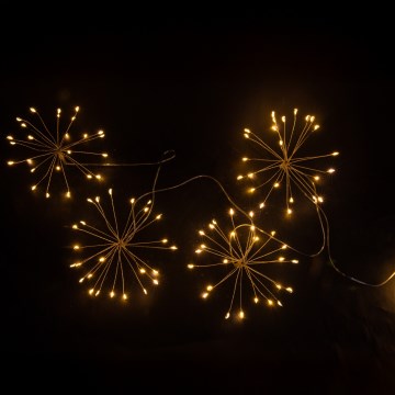 Brilagi - Corrente luminosa LED de Natal para exterior, 150 LEDs, 5 m, IP44, branco quente, efeito de fogos de artifício
