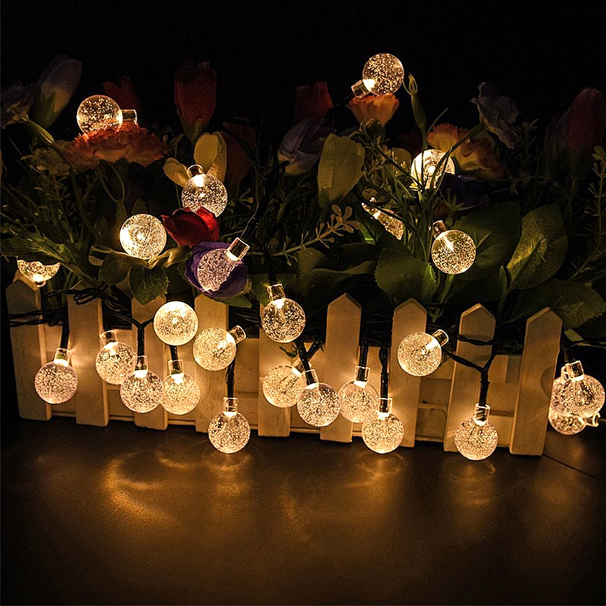 Brilagi - LED Solar corrente decorativa BUBBLE 50xLED/8 funções 7m IP65 branco quente