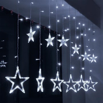 Brilagi - Cortina de Natal LED 77xLED/3xAA/USB 1,8m branco frio