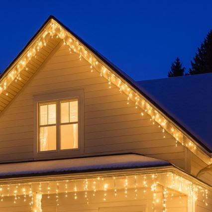Brilagi - Cortina de Natal LED para Exterior 360 LEDs/8 funções 14 m IP44 branco quente pingentes de gelo